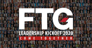 FTG Leadership Kickoff 2020 Logo with employee faces as background